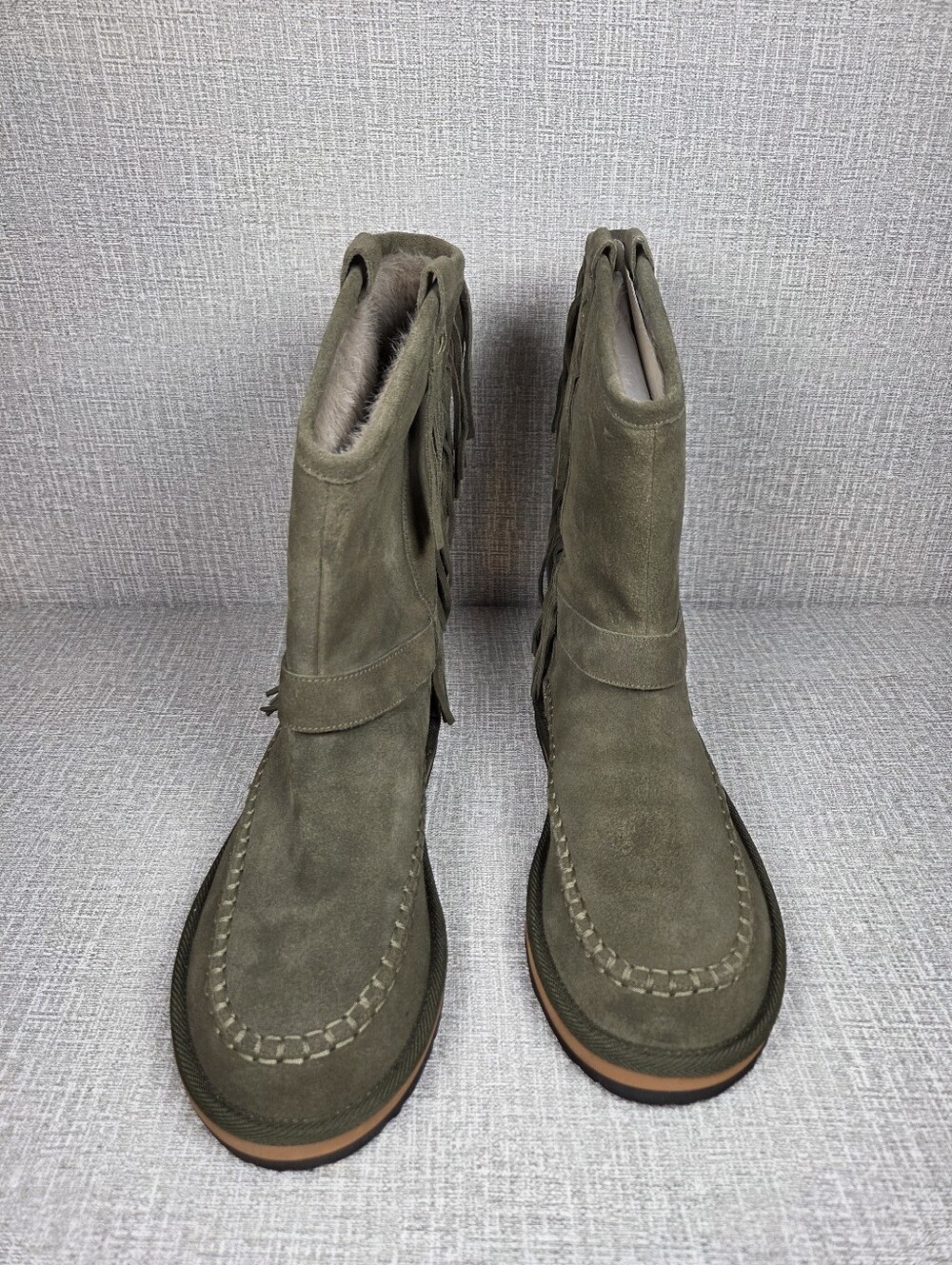 Free People NEW Faye Fringe Pull-On Boots Olive Green Suede Women's 9 $198 - Picture 2 of 11